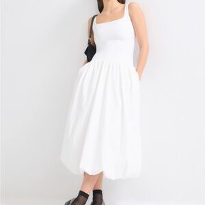 A&F Mixed Fabric Bubble Hem Midi Dress